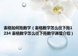 表格如何拖数字（表格数字怎么往下拖1234 表格数字怎么往下拖数字递增介绍）