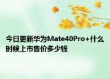 今日更新华为Mate40Pro+什么时候上市售价多少钱