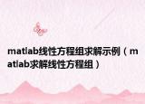 matlab线性方程组求解示例（matlab求解线性方程组）