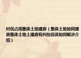 村民占用集体土地建房（集体土地如何建房集体土地上建房有纠纷应该如何解决介绍）