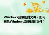 Windows删除临时文件（如何删除Windows系统临时文件）