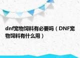 dnf宠物饲料有必要吗（DNF宠物饲料有什么用）