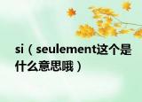 si（seulement这个是什么意思哦）