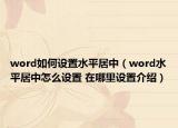 word如何设置水平居中（word水平居中怎么设置 在哪里设置介绍）