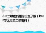 dnf二级密码如何设置步骤（DNF怎么设置二级密码）