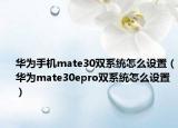 华为手机mate30双系统怎么设置（华为mate30epro双系统怎么设置）