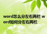 word怎么分左右两栏 word如何分左右两栏