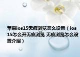 苹果ios15无痕浏览怎么设置（ios15怎么开无痕浏览 无痕浏览怎么设置介绍）
