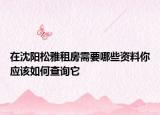 在沈阳松雅租房需要哪些资料你应该如何查询它