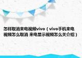 怎样取消来电视频vivo（vivo手机来电视频怎么取消 来电显示视频怎么关介绍）