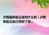 泸西县郑春云该判什么刑（泸西郑春云执行死刑了吗）