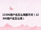 12306用户名怎么填都不对（12306用户名怎么填）