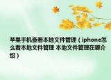 苹果手机查看本地文件管理（iphone怎么看本地文件管理 本地文件管理在哪介绍）