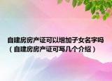 自建房房产证可以增加子女名字吗（自建房房产证可写几个介绍）