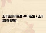 王非篮球训练营2016招生（王非篮球训练营）