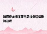 如何查询湘江亚宗居楼盘详情谁知道呢