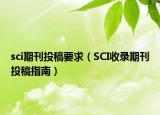 sci期刊投稿要求（SCI收录期刊投稿指南）