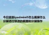 今日更新ipadmini5怎么截屏怎么分屏进行快速的截图和分屏操作