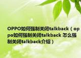 OPPO如何强制关闭talkback（oppo如何强制关闭talkback 怎么强制关闭talkback介绍）