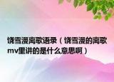 饶雪漫离歌语录（饶雪漫的离歌mv里讲的是什么意思啊）