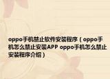 oppo手机禁止软件安装程序（oppo手机怎么禁止安装APP oppo手机怎么禁止安装程序介绍）