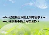wlan已连接但不能上网咋回事（wlan已连接但不能上网怎么办）