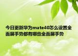 今日更新华为mate40怎么设置全面屏手势都有哪些全面屏手势
