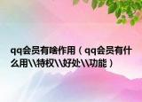 qq会员有啥作用（qq会员有什么用\特权\好处\功能）