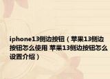 iphone13侧边按钮（苹果13侧边按钮怎么使用 苹果13侧边按钮怎么设置介绍）
