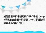如何查看本机手机号码OPPO手机（oppo手机怎么查看本机号码 OPPO手机如何查看本机号码介绍）