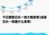 今日更新日长一线大概意思(成语日长一线是什么意思)