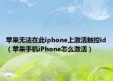 苹果无法在此iphone上激活触控id（苹果手机iPhone怎么激活）