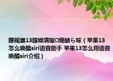 鑻规灉13鎵嬫満璇煶鍞ら啋（苹果13怎么唤醒siri语音助手 苹果13怎么用语音唤醒siri介绍）