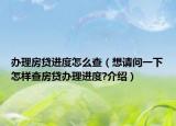 办理房贷进度怎么查（想请问一下怎样查房贷办理进度?介绍）