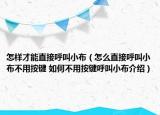 怎样才能直接呼叫小布（怎么直接呼叫小布不用按键 如何不用按键呼叫小布介绍）