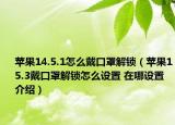 苹果14.5.1怎么戴口罩解锁（苹果15.3戴口罩解锁怎么设置 在哪设置介绍）