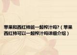 苹果和西红柿能一起榨汁吗?（苹果西红柿可以一起榨汁吗详细介绍）