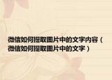 微信如何提取图片中的文字内容（微信如何提取图片中的文字）