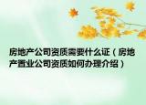 房地产公司资质需要什么证（房地产置业公司资质如何办理介绍）