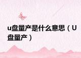 u盘量产是什么意思（U盘量产）