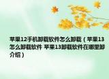 苹果12手机卸载软件怎么卸载（苹果13怎么卸载软件 苹果13卸载软件在哪里卸介绍）