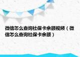 微信怎么查询社保卡余额视频（微信怎么查询社保卡余额）