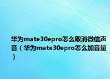 华为mate30epro怎么取消微信声音（华为mate30epro怎么加音量）