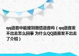 qq语音中能接到微信语音吗（qq语音发不出去怎么回事 为什么QQ语音发不出去了介绍）