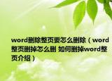 word删除整页要怎么删除（word整页删掉怎么删 如何删掉word整页介绍）