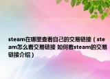 steam在哪里查看自己的交易链接（steam怎么看交易链接 如何看steam的交易链接介绍）