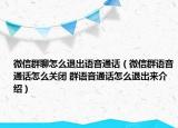 微信群聊怎么退出语音通话（微信群语音通话怎么关闭 群语音通话怎么退出来介绍）