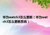 华为watch3怎么更新（华为watch3怎么更新系统）