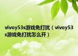 vivoy53s游戏免打扰（vivoy53s游戏免打扰怎么开）