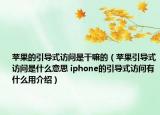 苹果的引导式访问是干嘛的（苹果引导式访问是什么意思 iphone的引导式访问有什么用介绍）
